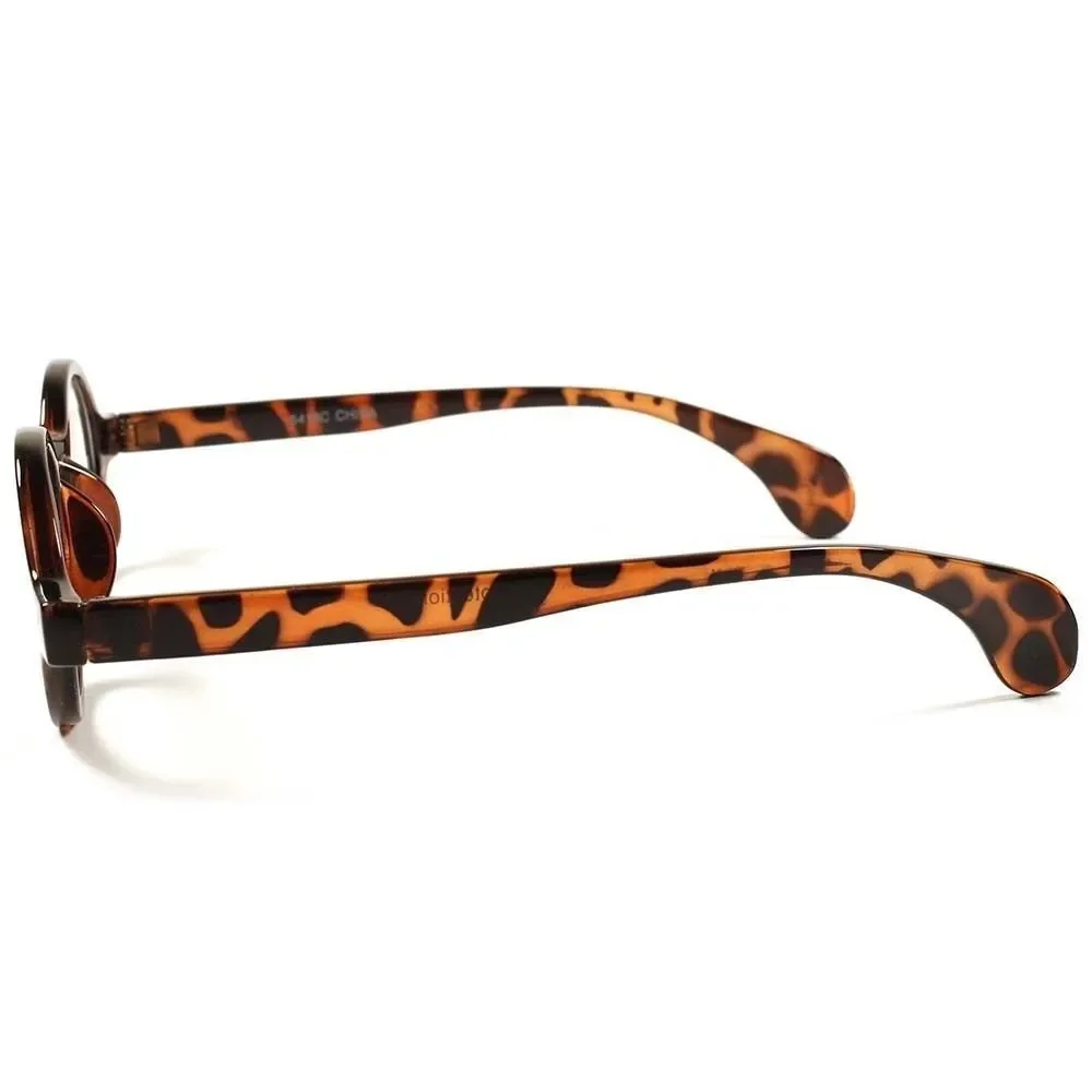 Tortoise Vintage Retro Style Hippie Mens Womens Clear Lens Glasses Round Frame